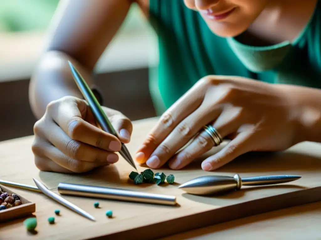 Un artesano crea joyería ecológica con dedicación y cuidado