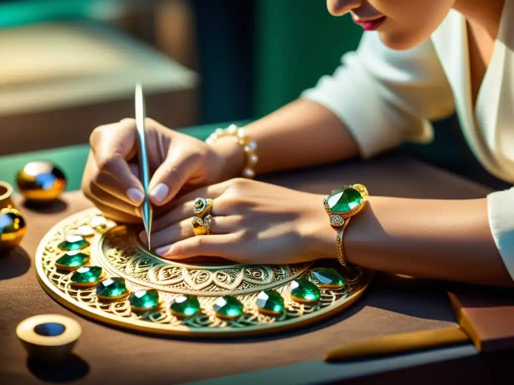 Un artesano experto crea joyería fina con meticulosidad, demostrando la artesanía en invertir en joyería a largo plazo