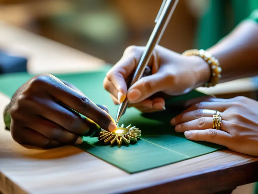 Artesano creando joyería fina con materiales sostenibles