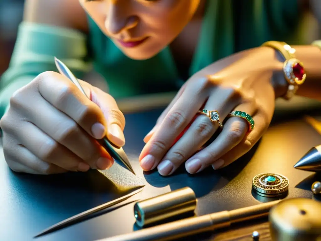 Artista experto crea joyas personalizadas con detalle y estilo único