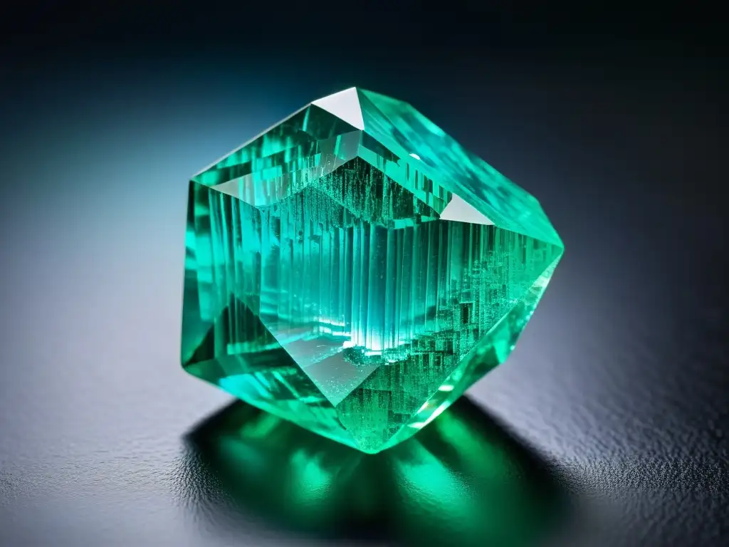 Una asombrosa tourmalina Paraiba sin cortar, de intenso color azulverde, sobre fondo oscuro