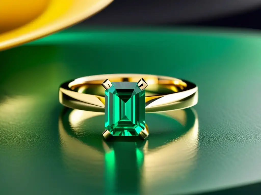 Anillo de oro con esmeralda asimétrica: elegancia moderna Un asombroso corte asimétrico en gemas, resaltando su belleza única en un elegante anillo de oro moderno