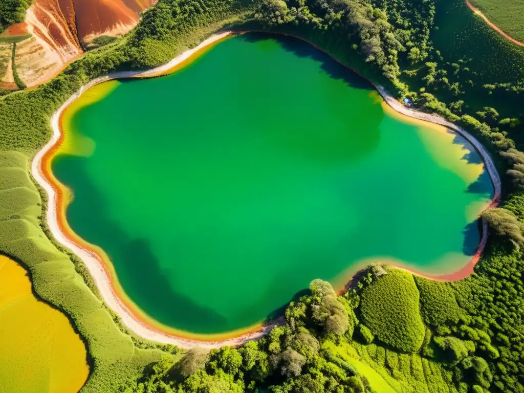 Bello paisaje verde yacimientos de turmalina en Brasil, con mineros trabajando entre colores y texturas fascinantes