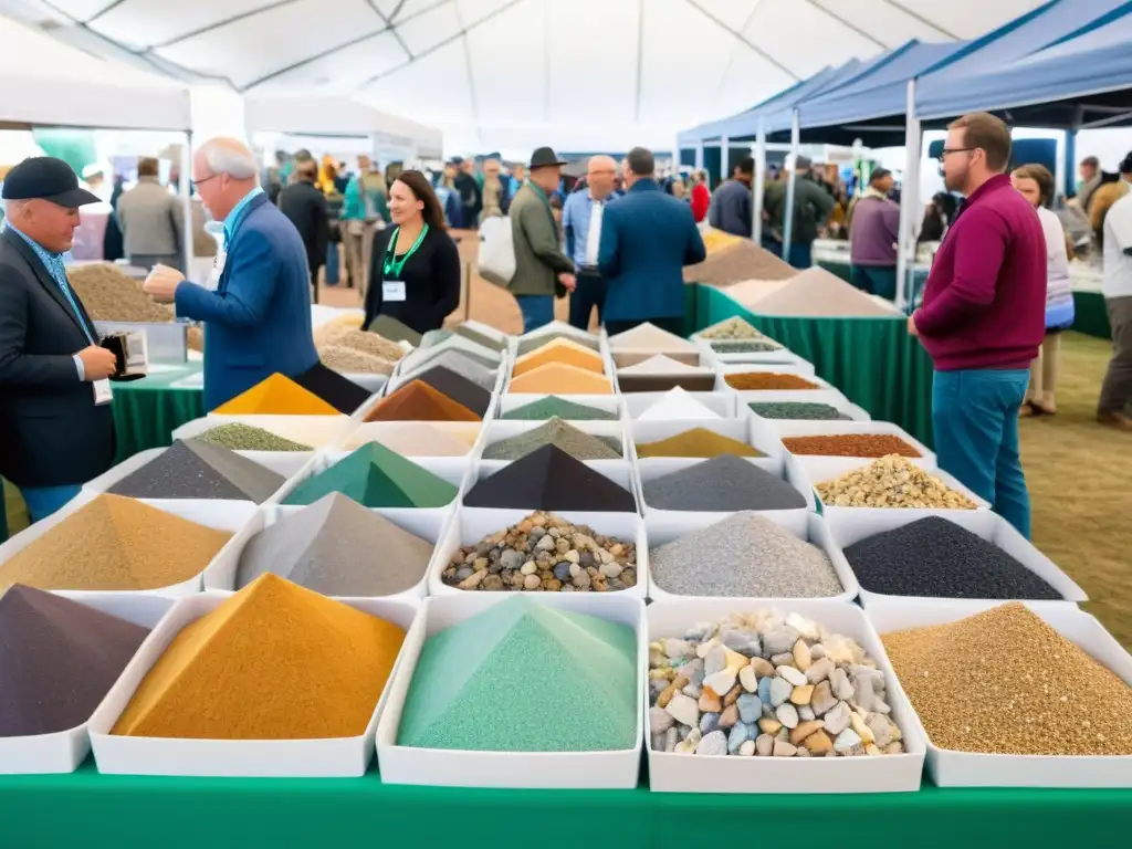 Una colorida feria mineral con enfoque en sostenibilidad y prácticas éticas