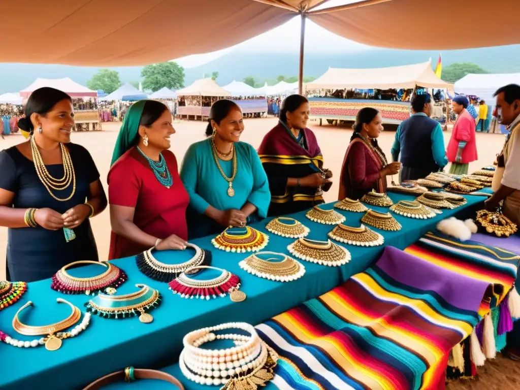 Culturas ancestrales y gemas ferias: Feria mineral con vibrantes colores, joyería artesanal y orgulloso legado indígena