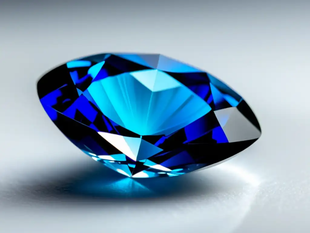 Una deslumbrante comparación entre un topacio azul y un diamante sobre terciopelo blanco
