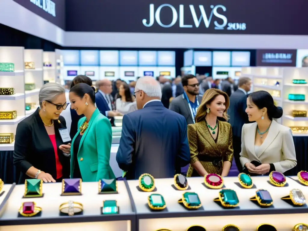 Deslumbrante feria de joyería con minerales y gemas en tendencia