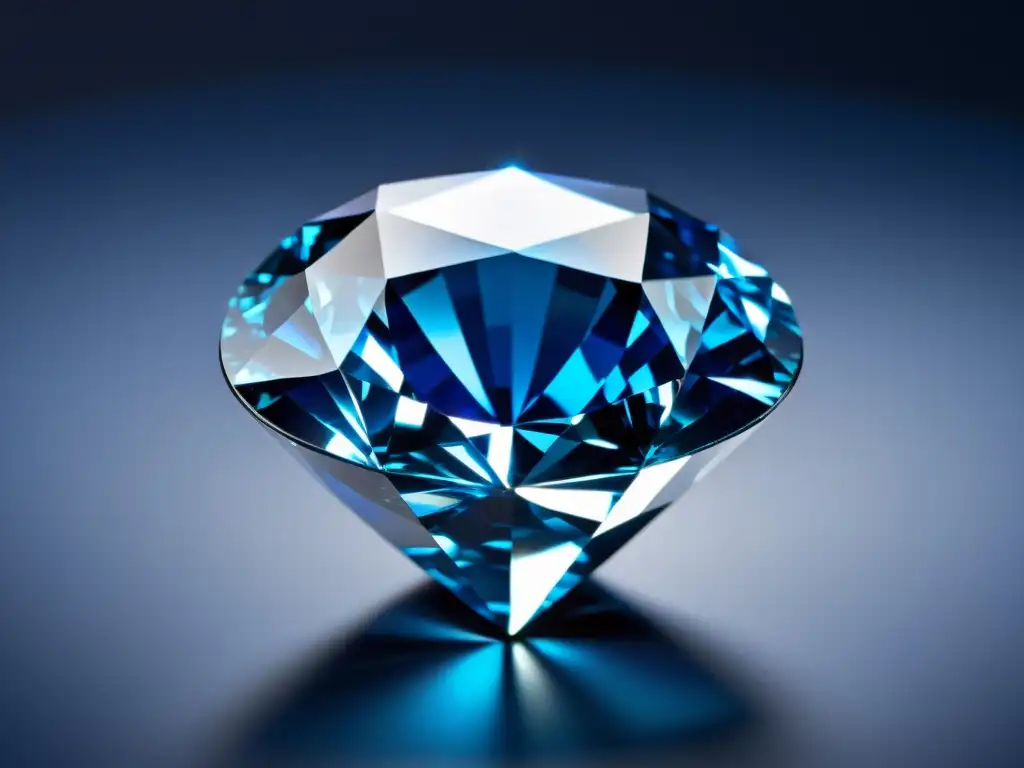 Deslumbrante misterio del diamante azul Francia, con facetas e intrincados reflejos que resaltan su enigmática belleza