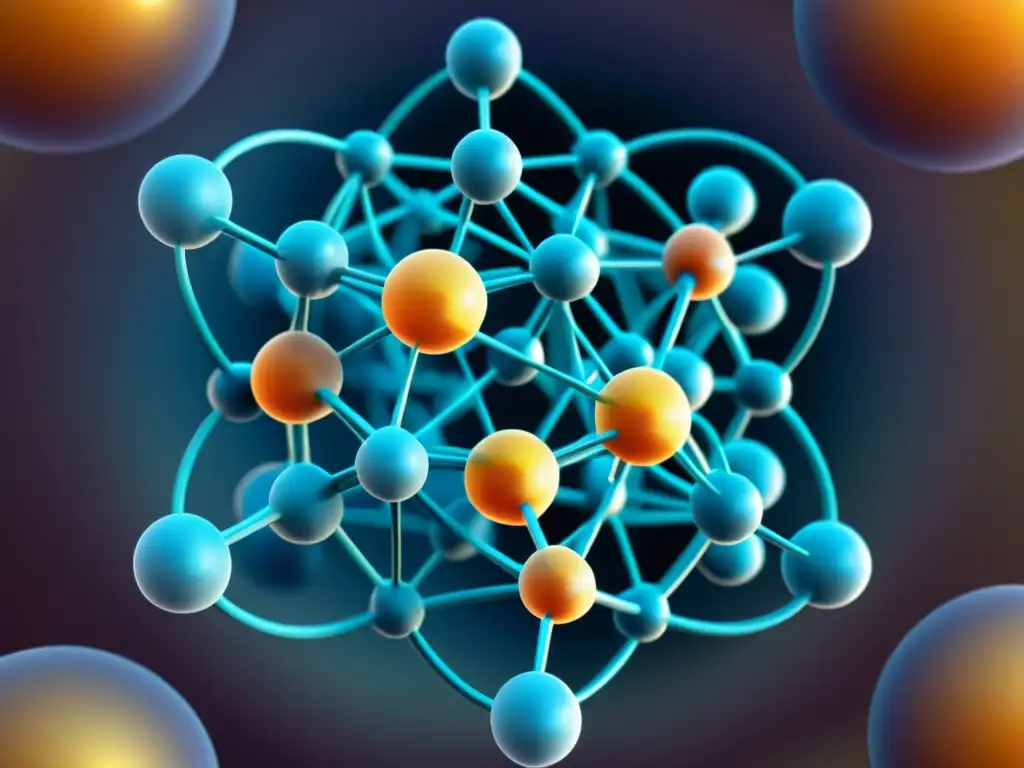 Detalle asombroso de la estructura atómica de un mineral, con elementos alcalinos