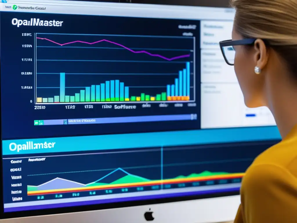 Detalle de pantalla del software OpalMaster con avanzadas herramientas de visualización de datos y modelado de gemas