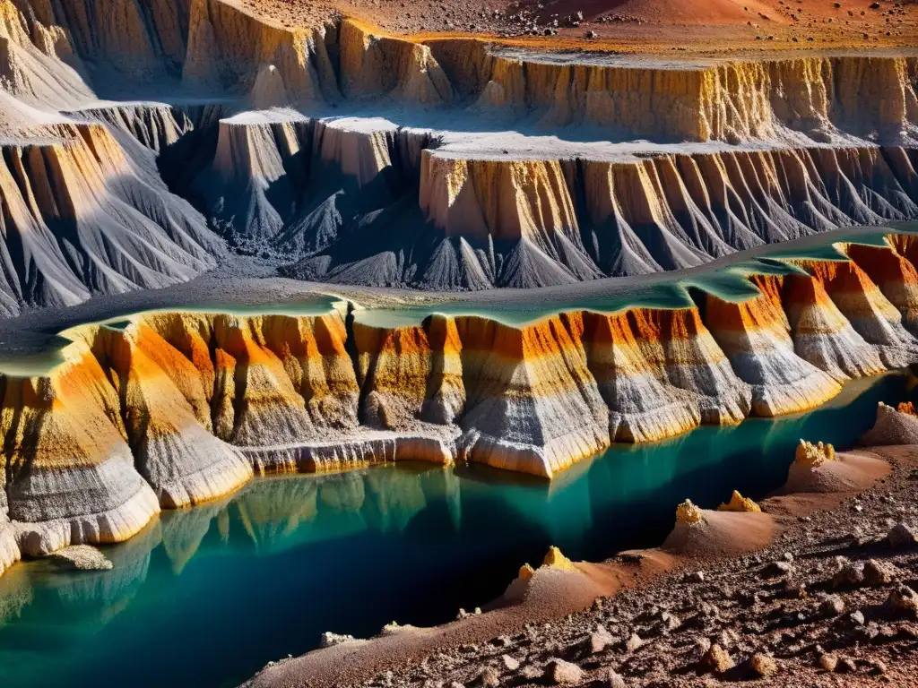 Detalle de formación rocosa subterránea con efecto de presión litostática en la creación de minerales