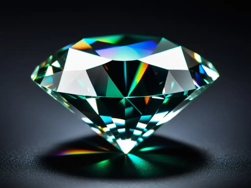 Un diamante cristalino deslumbrante bajo intensa iluminación, reflejando colores del arcoíris