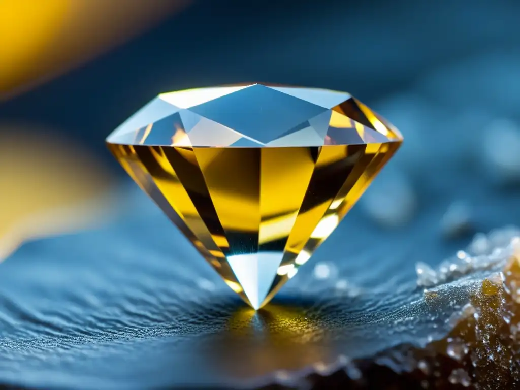 Un diamante natural descansa sobre una veta de mena bruta, mostrando el origen y valor de la gema en su forma más pura