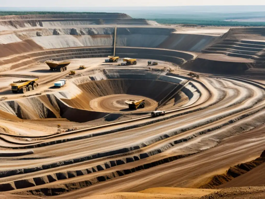 Enorme mina a cielo abierto de extracción de piedras preciosas con impacto ambiental evidente