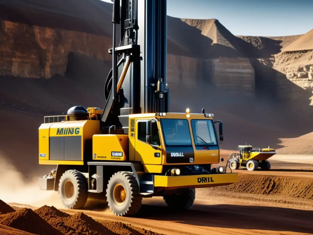 Equipos de perforación para minería a pequeña escala en acción, mostrando la operación minera y el entorno rústico con mineros y equipo de seguridad