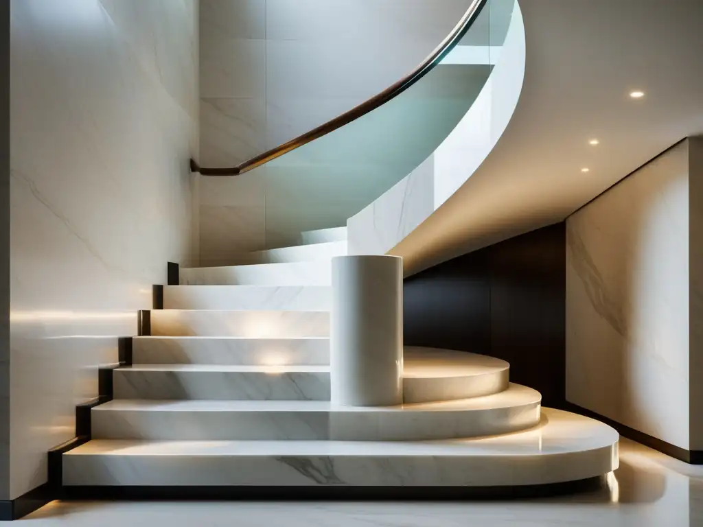 Escalera de mármol moderna en arquitectura contemporánea