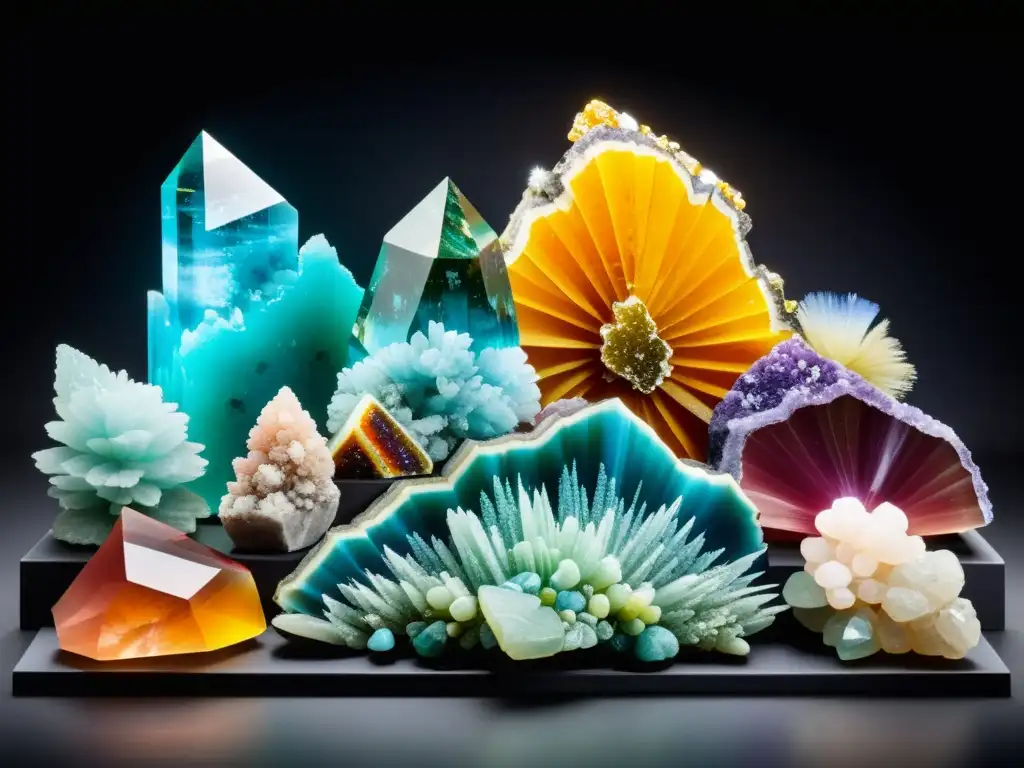 Una exhibición deslumbrante de minerales y gemas, reflejando la diversidad y belleza natural