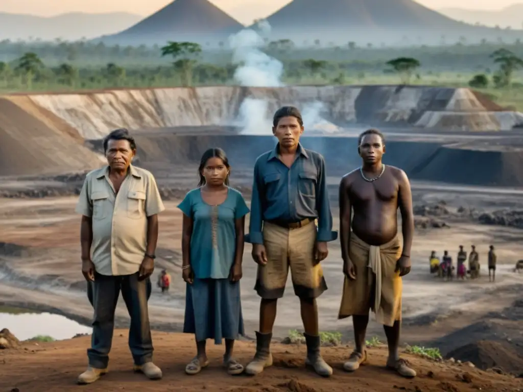 Grupo indígena frente a devastación por minería ilegal, expresando impacto social y económico en la comunidad