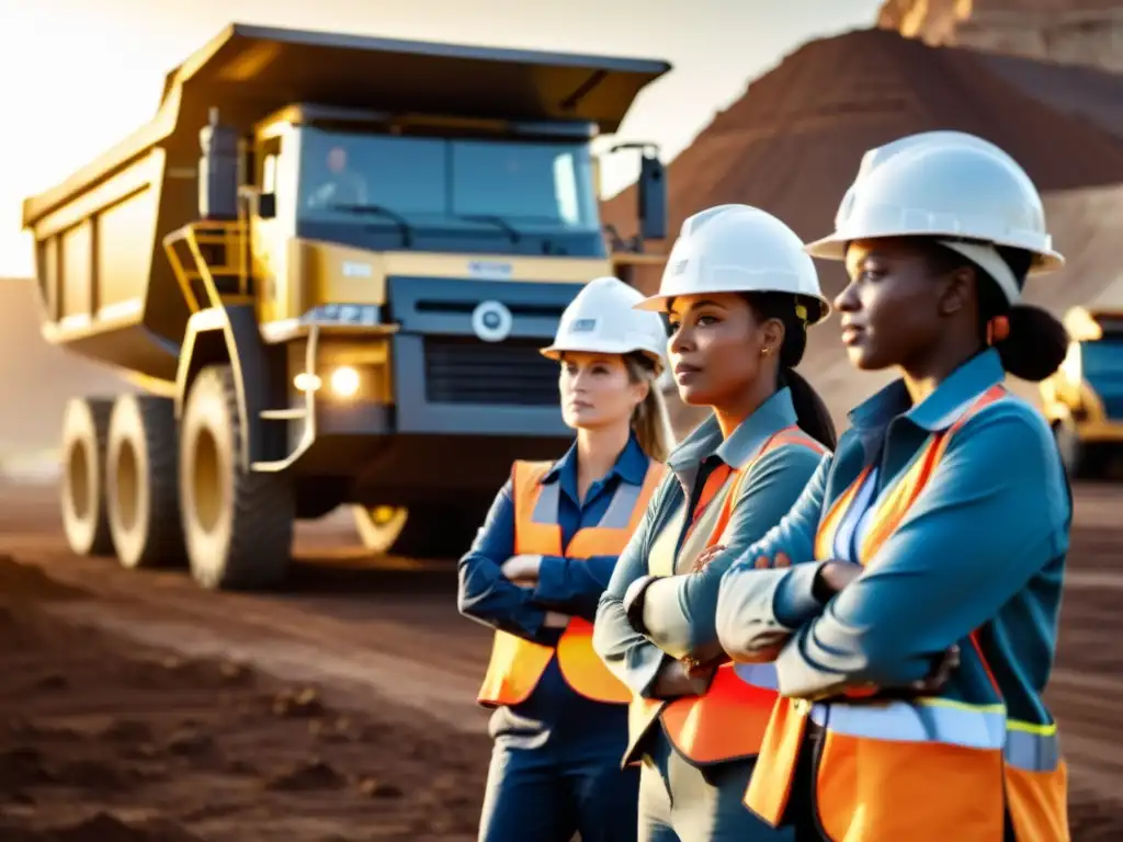 Un grupo de mujeres profesionales en la industria minera, listas para desafiar y triunfar