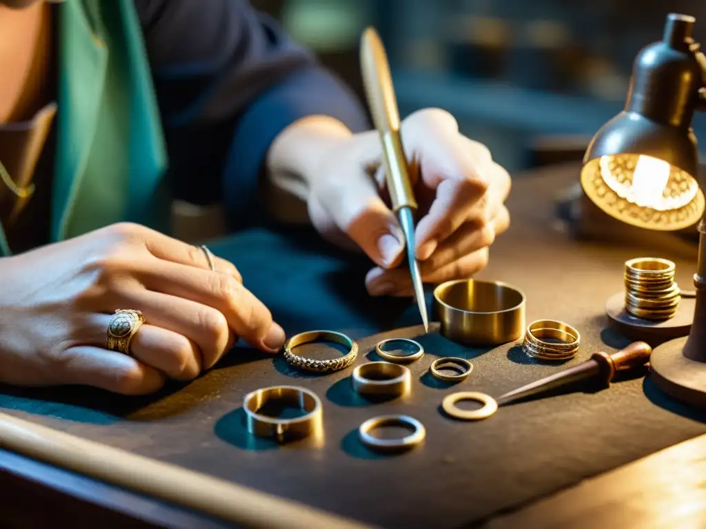 Un hábil artesano elabora joyería en un taller tradicional