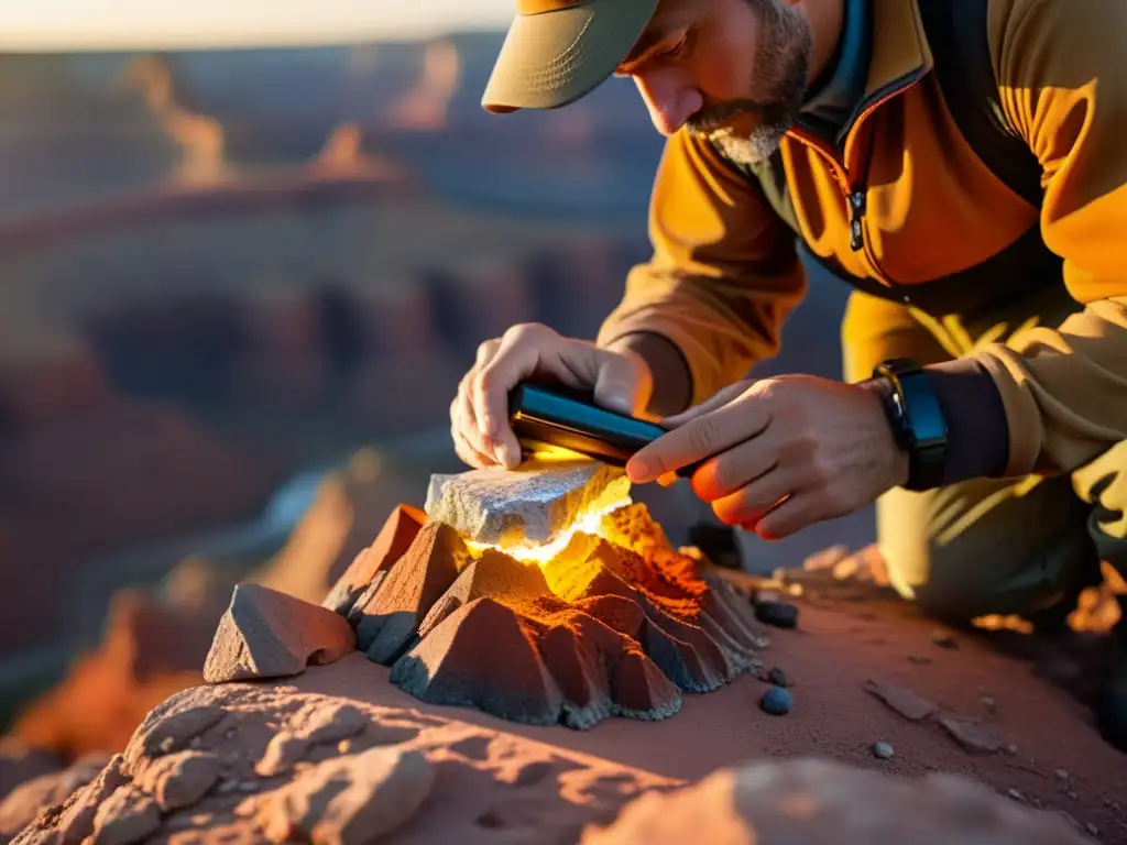 Un hábil fotógrafo captura los detalles de minerales en peligro, en un entorno natural durante la hora dorada