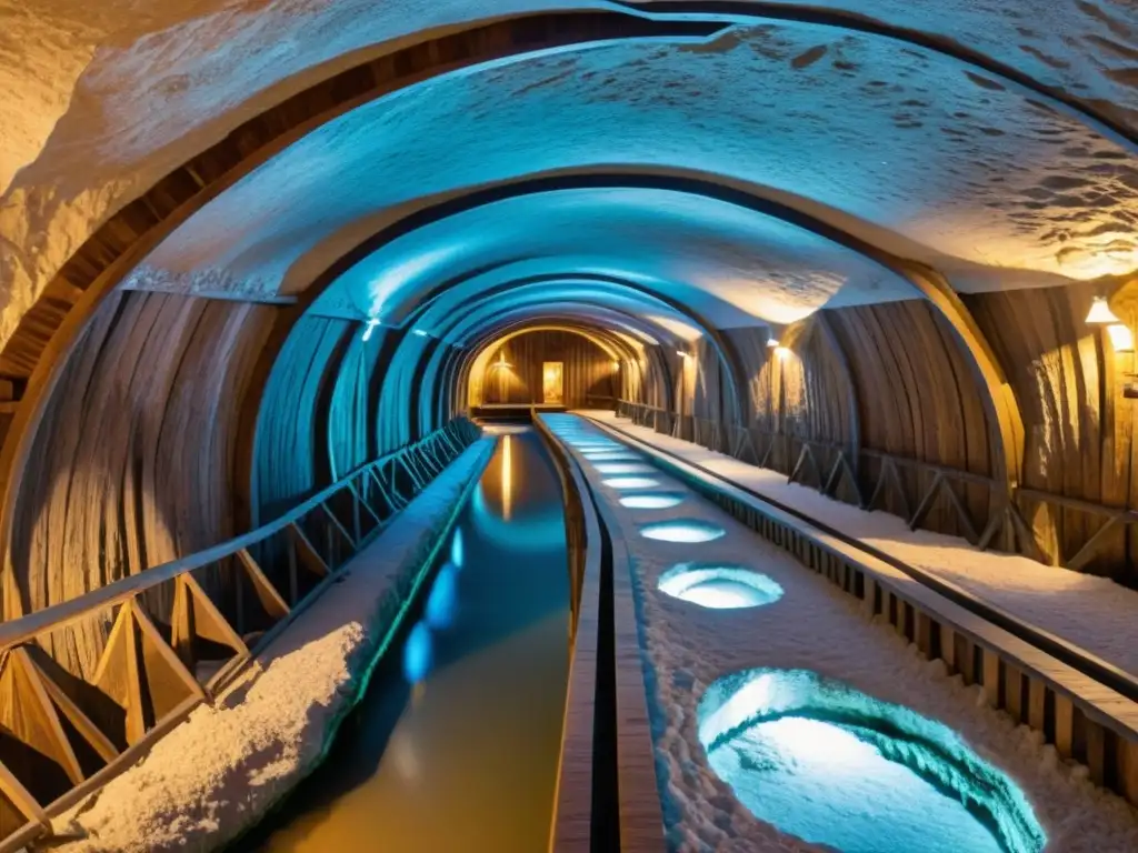Minas de sal históricas en Hallstatt: belleza subterránea Explora la historia de la minería de sal en Hallstatt, Austria, a través de intrincados túneles, herramientas y mineros en vestimenta tradicional