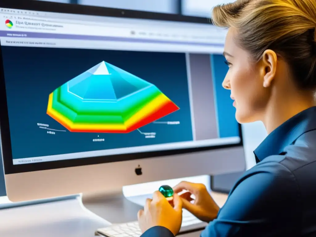 Una imagen documental de alta resolución muestra herramientas y software para gemología online