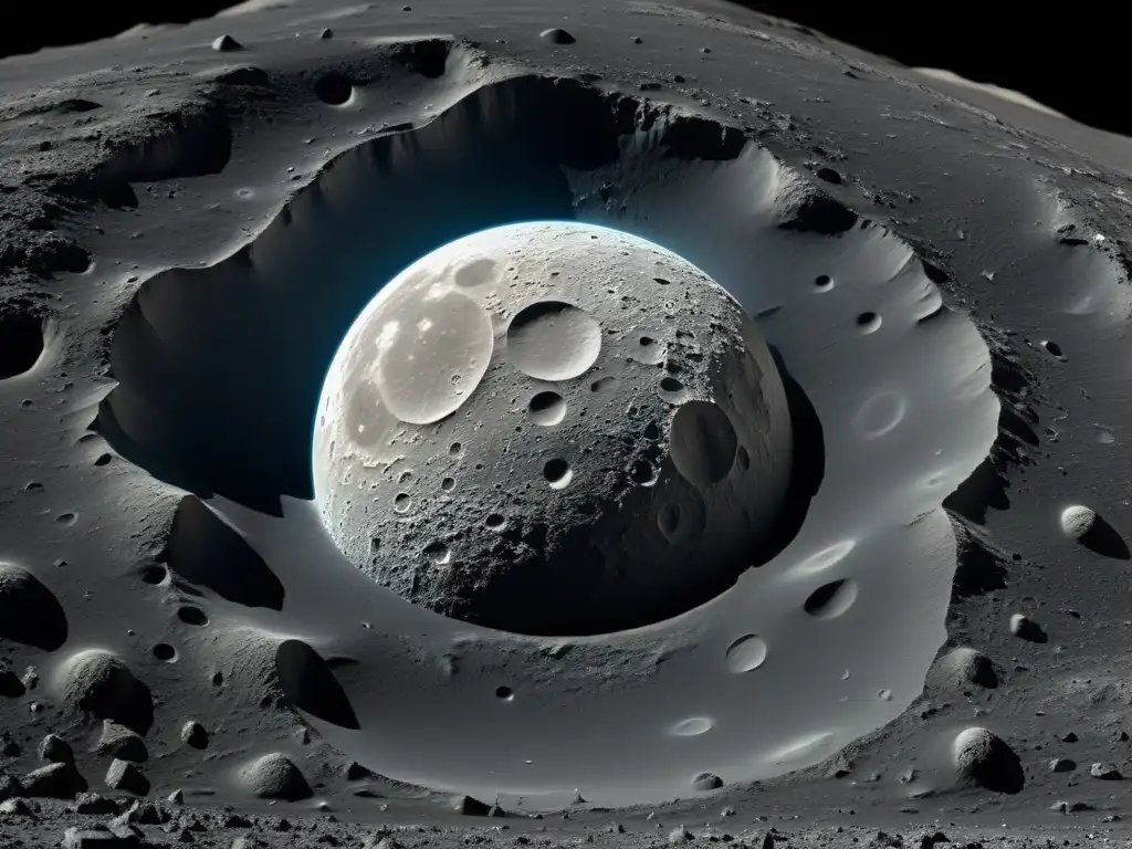 Imagen impactante del paisaje lunar en 8k, resaltando el mineral Helio3