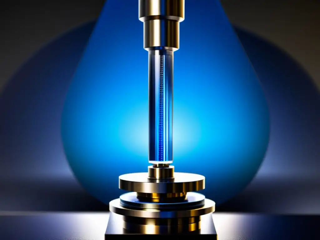 Detalles de precisión: instrumento óptico con componentes de zafiro Imagen de instrumento de medición óptica con zafiros de uso especializado, reflejando luz en un despliegue óptico impresionante