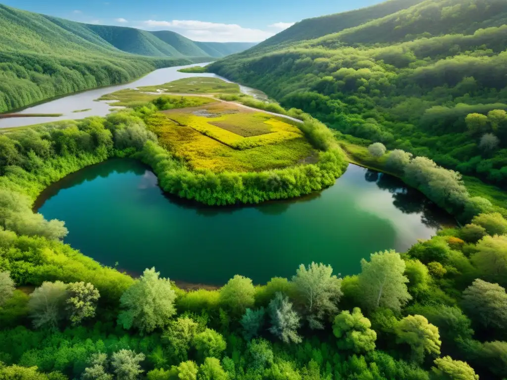 Imagen de una mina abandonada transformada en un próspero ecosistema natural