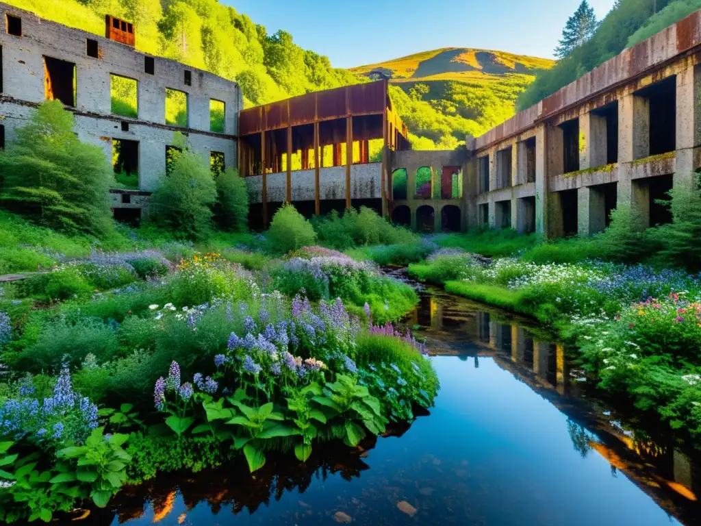 Imagen de naturaleza exuberante y minas abandonadas convertidas en atractivos turísticos, reflejando la transformación y resiliencia