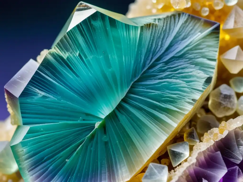 Una imagen de alta resolución muestra cristales de fluorita y apatito, destacando sus estructuras y colores bajo luz natural