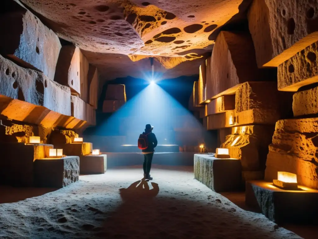 Explorando la majestuosa Catedral de Sal en Zipaquirá, Colombia Explorando la impresionante mina de sal Zipaquirá, patrimonio cultural colombiano, con intrincadas formaciones de sal iluminadas suavemente