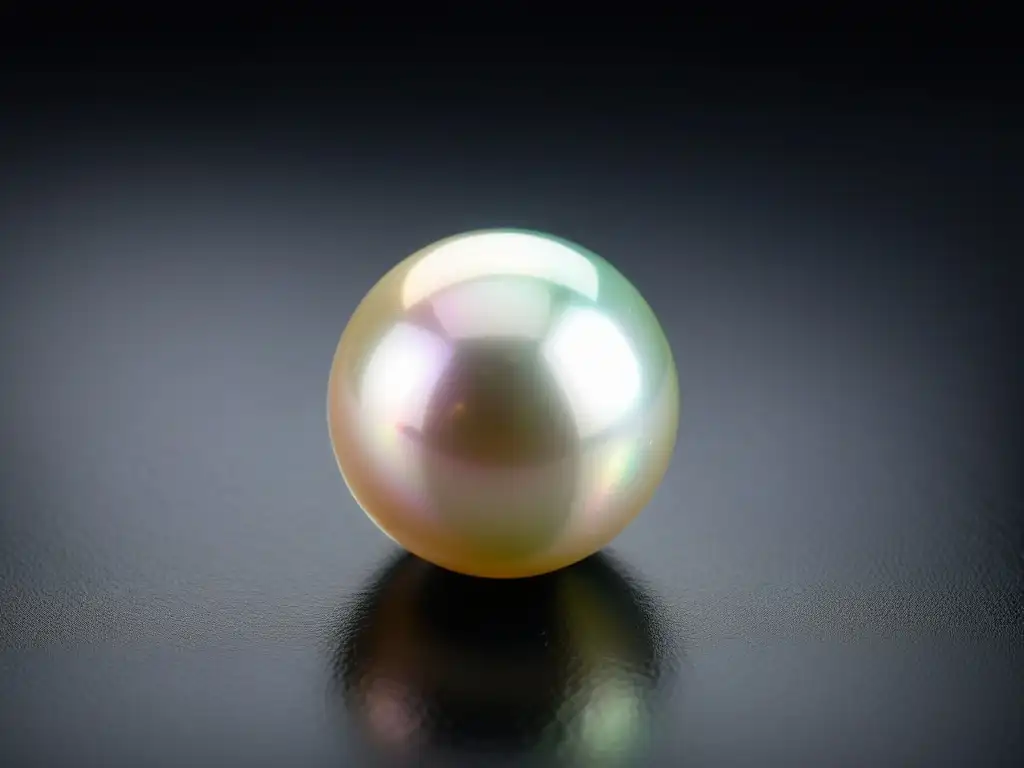 Exquisita perla blanca del Mar del Sur: belleza natural Inversión en perlas de lujo: Detalle de perla blanca del Mar del Sur, iridiscente, de 12mm sobre terciopelo negro, con reflejos de rosa, verde y plata