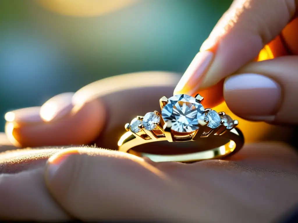 Un joyero experto coloca con destreza un deslumbrante diamante en un elegante anillo de oro