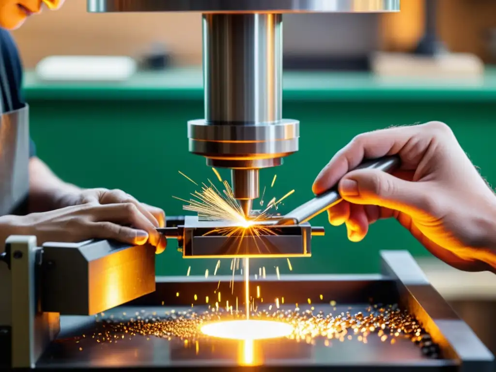 Un joyero experto utiliza una de las mejores máquinas de fundición joyeros, mostrando detalle y destreza en el proceso de creación de joyas