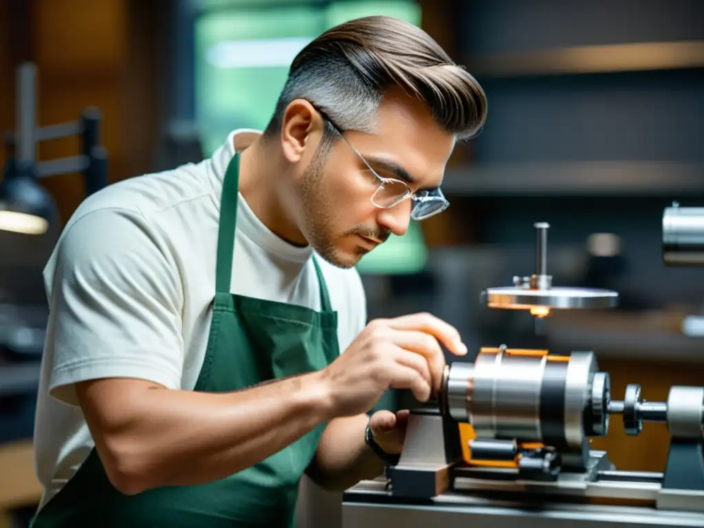 Un joyero experto utiliza un torno de precisión para crear detalles intrincados en una joya