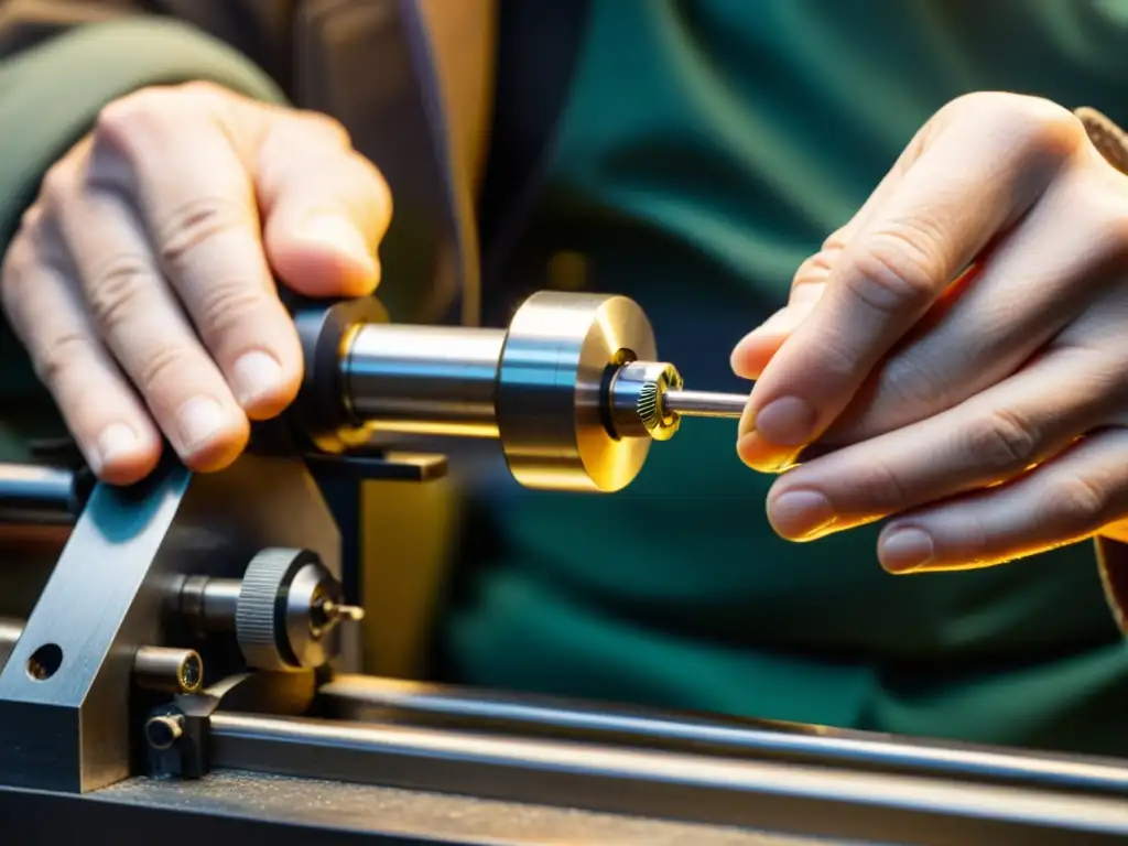 Un joyero habilidoso utiliza un torno de precisión para crear una pieza delicada