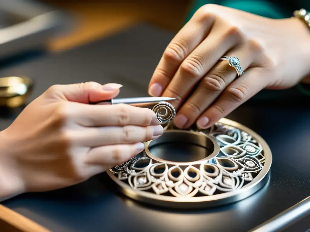 Un joyero terapéutico crea con precisión un anillo de plata en talleres joyería fines terapéuticos, transmitiendo arte y habilidad