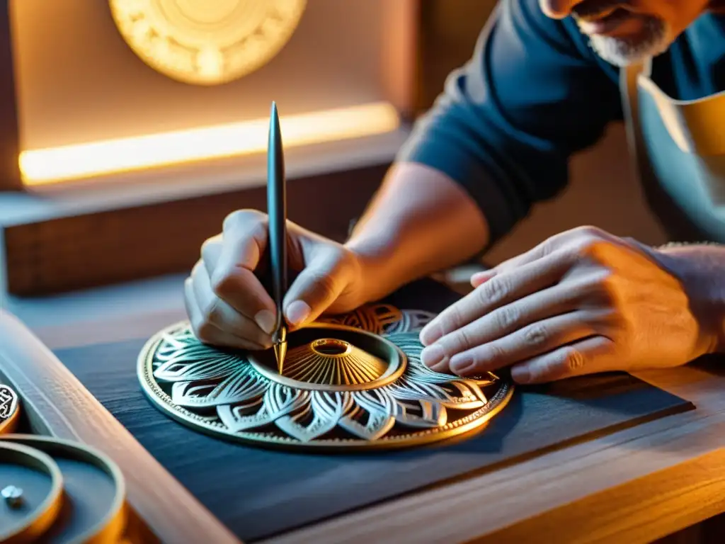 Un joyero tradicional trabaja con esmero en su taller, mientras la tecnología 3D se muestra en segundo plano