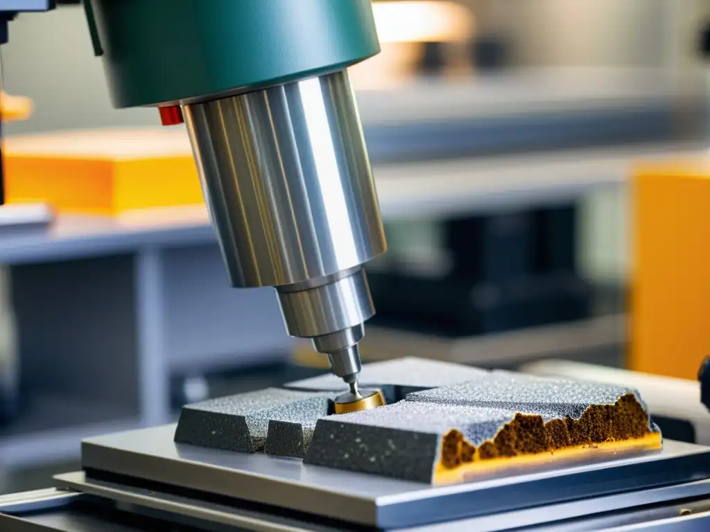 Geólogo analiza con precisión núcleo de perforación en laboratorio tecnológico