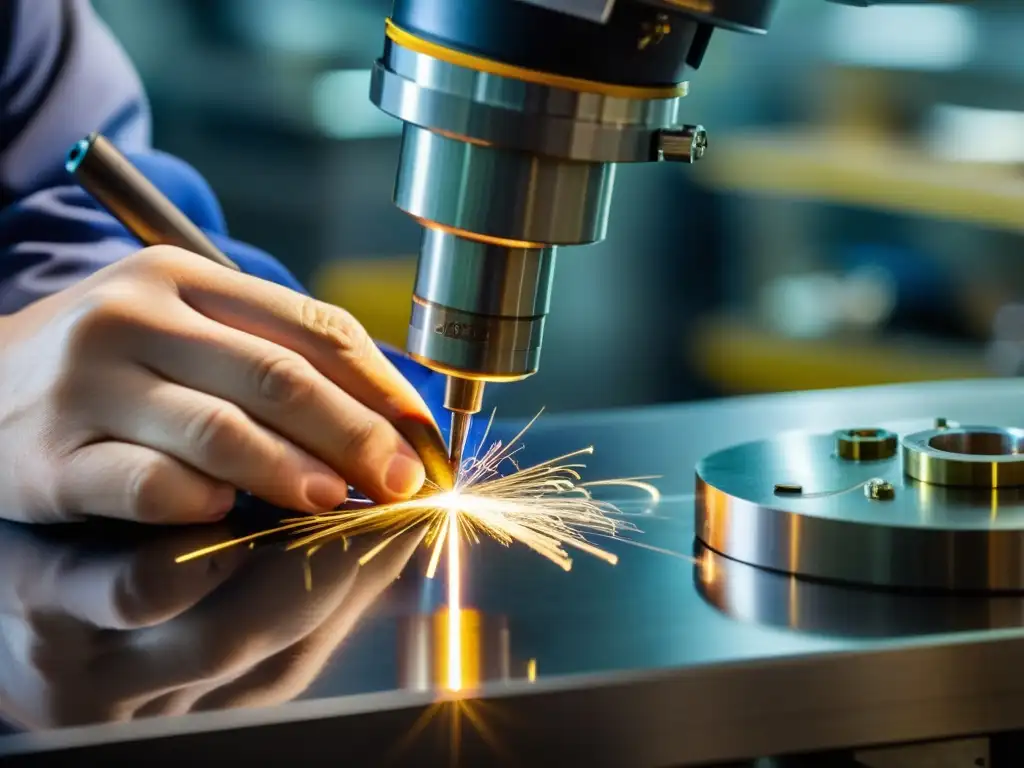 Un maestro joyero une con precisión dos piezas de joyería usando técnicas de soldadura en joyería, combinando artesanía tradicional con tecnología moderna