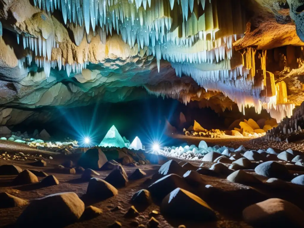 Maravillosa cueva de cristal con formaciones naturales impresionantes y cristales en cuevas naturales