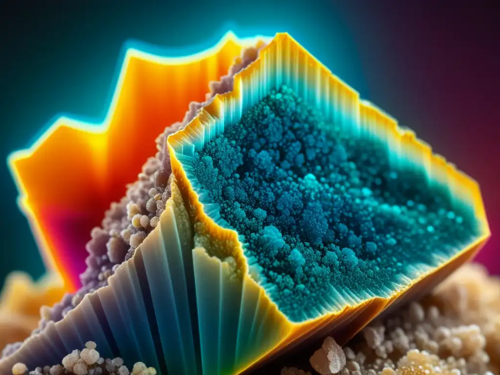 Mineral bajo microscopio revela estructuras cristalinas en técnica avanzada análisis mineral