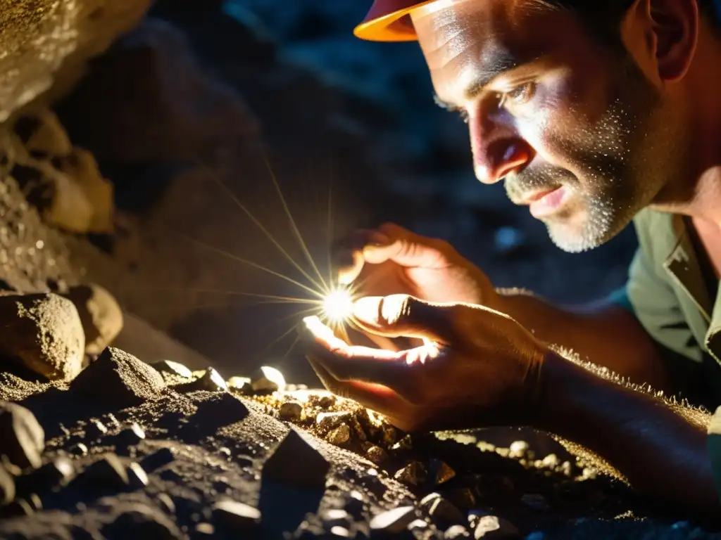 Minero extrae con cuidado una encantadora gema en la mina de Sainte Marie Mines, mostrando la fascinante labor de extracción de gemas en esta región