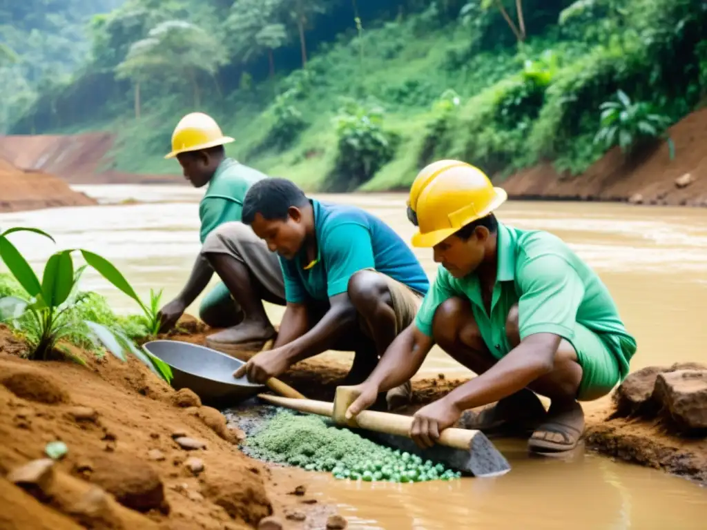 Mineros indígenas extraen minerales en armonía con la naturaleza, enfocados en la minería responsable y sostenible