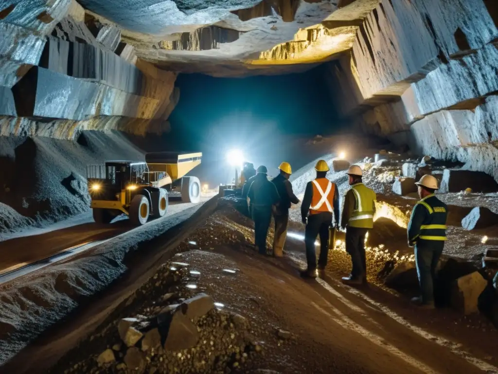 Mineros exploran una mina de pirita con maquinaria pesada, destacando la dureza del trabajo y el engaño del 'oro de los tontos'