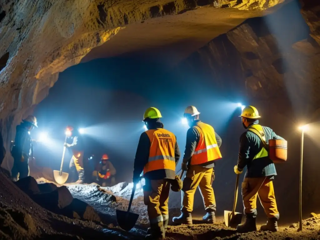 Mineros en zonas de conflicto extrayendo minerales con determinación y desgaste, creando trazabilidad minerales zonas conflicto