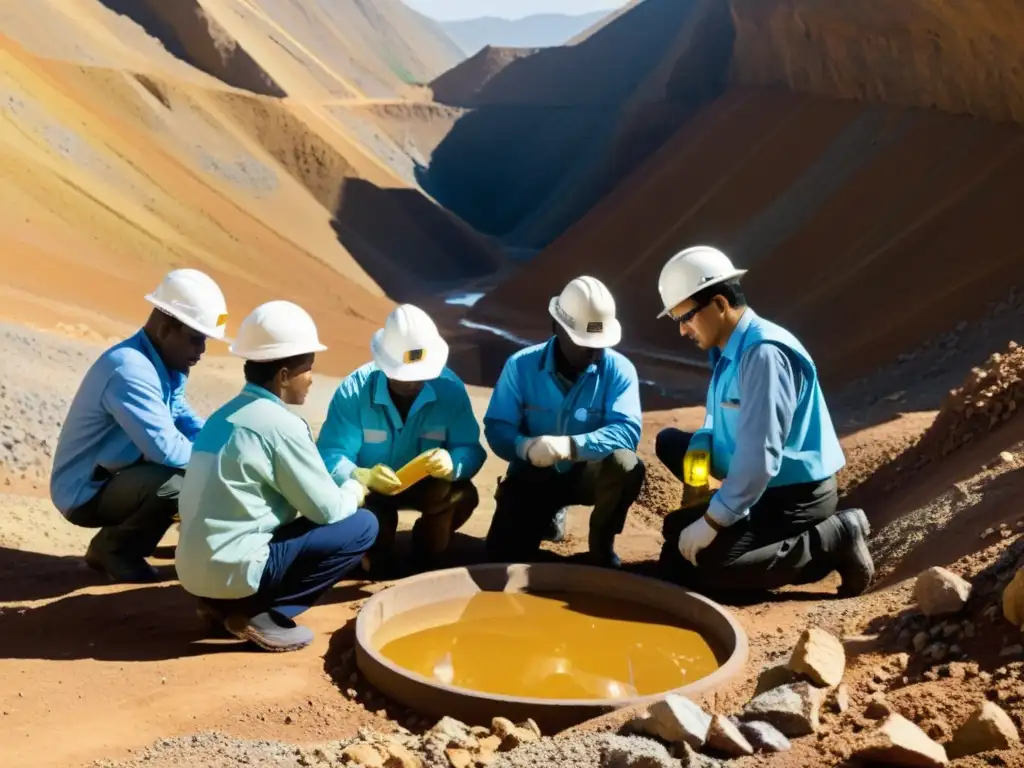 Oficiales de UNICRI inspeccionan mina, analizan minerales bajo luz natural