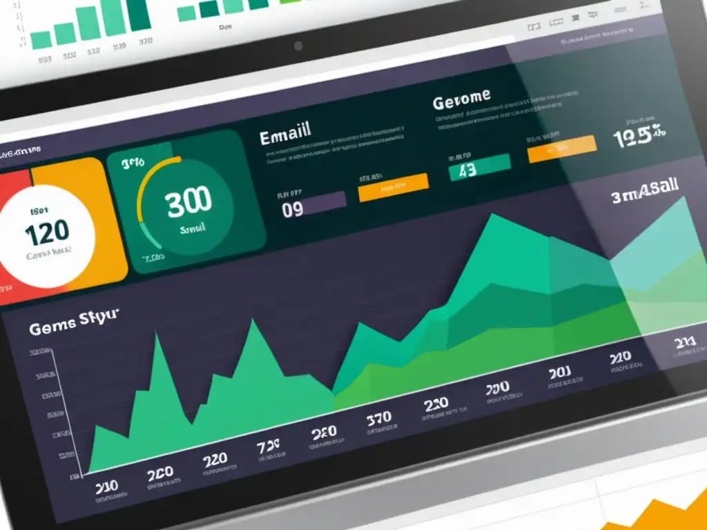 Panel de control detallado de campaña de email marketing para gemas, con métricas y análisis precisos